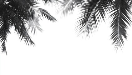 Obraz premium Monochrome palm fronds frame a white background (2)