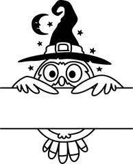 Hand drawn halloween owl silhouette split monogram