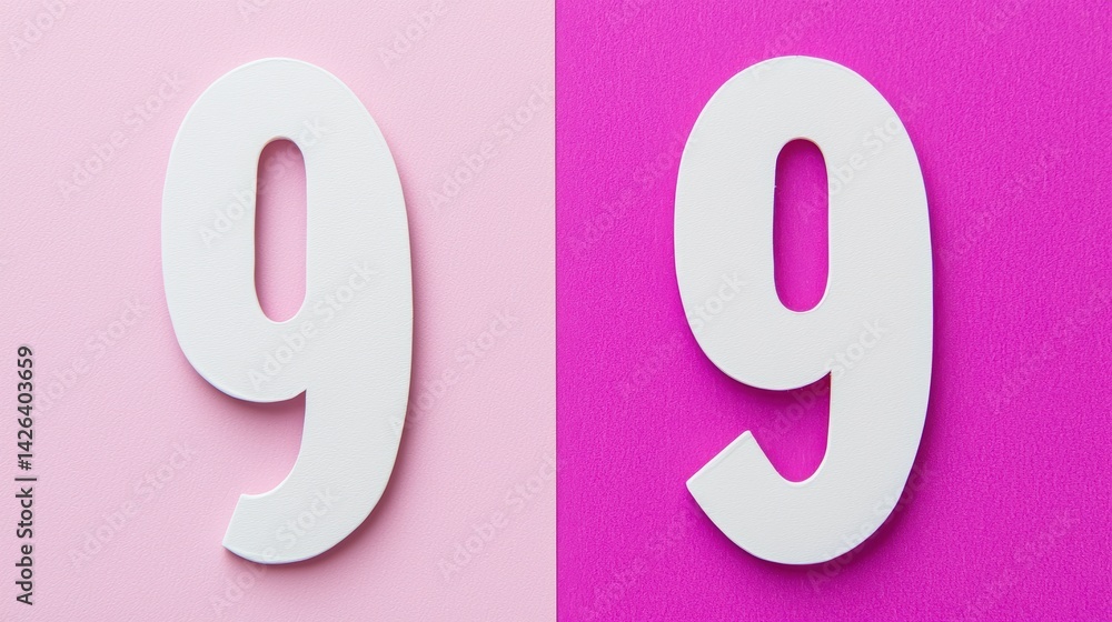 Poster artistic display of number 9 creative studio graphic design vibrant colors close-up view visual repr