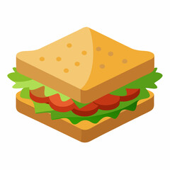 Vegan Sandwich with Hummus and Greens  Vector Illustration