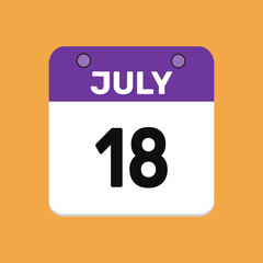18 july calender icon text page monthly web design.