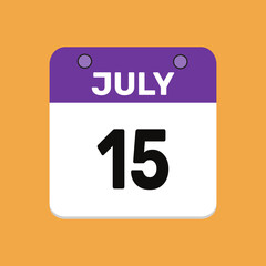 15 july calender icon text page monthly web design.