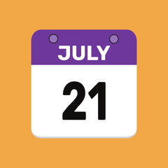 21 july calender icon text page monthly web design.