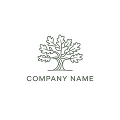 Obraz premium line art oak tree logo design 