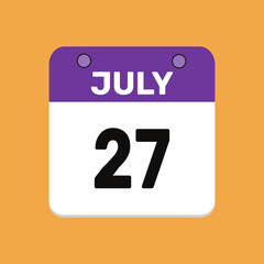 27 july calender icon text page monthly web design.