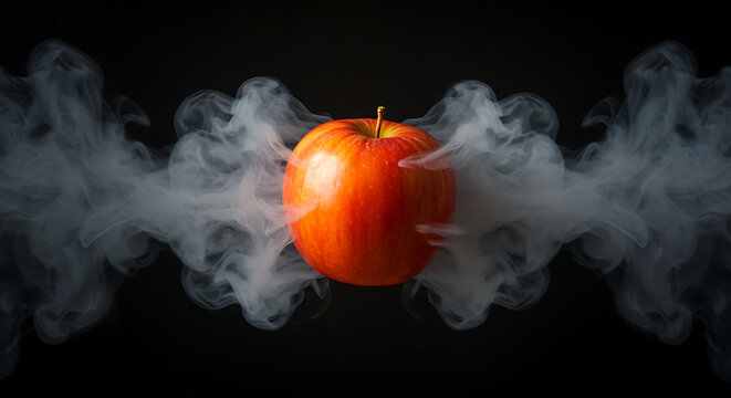 burning aple on black background