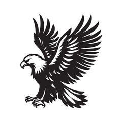 Obraz premium Minimalist Bald Eagle Vector - Bald Eagle Silhouette - Bald Eagle Illustration - Black and White Bald Eagle Design.