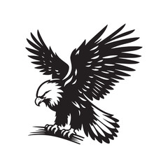 Obraz premium Minimalist Bald Eagle Vector - Bald Eagle Silhouette - Bald Eagle Illustration - Black and White Bald Eagle Design.