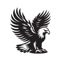 Minimalist Bald Eagle Vector - Bald Eagle Silhouette - Bald Eagle Illustration - Black and White Bald Eagle Design.