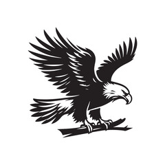 Obraz premium Minimalist Bald Eagle Vector - Bald Eagle Silhouette - Bald Eagle Illustration - Black and White Bald Eagle Design.