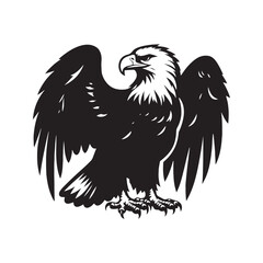 Obraz premium Minimalist Bald Eagle Vector - Bald Eagle Silhouette - Bald Eagle Illustration - Black and White Bald Eagle Design.