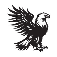 Minimalist Bald Eagle Vector - Bald Eagle Silhouette - Bald Eagle Illustration - Black and White Bald Eagle Design.