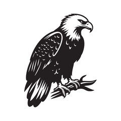 Minimalist Bald Eagle Vector - Bald Eagle Silhouette - Bald Eagle Illustration - Black and White Bald Eagle Design.