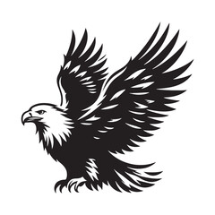 Minimalist Bald Eagle Vector - Bald Eagle Silhouette - Bald Eagle Illustration - Black and White Bald Eagle Design.