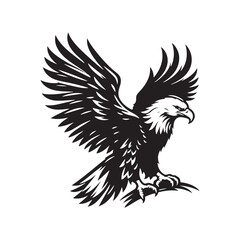 Minimalist Bald Eagle Vector - Bald Eagle Silhouette - Bald Eagle Illustration - Black and White Bald Eagle Design.