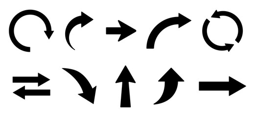 Different types of arrows in various directions