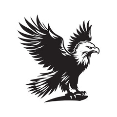Obraz premium Minimalist Bald Eagle Vector - Bald Eagle Silhouette - Bald Eagle Illustration - Black and White Bald Eagle Design.