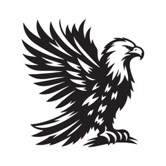 Minimalist Bald Eagle Vector - Bald Eagle Silhouette - Bald Eagle Illustration - Black and White Bald Eagle Design.