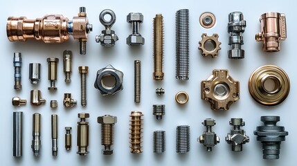 Fototapeta premium Neatly arranged plumbing components, showcasing precision and organization in design.