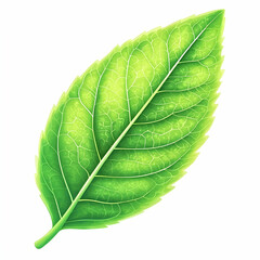 Obraz premium Single green leaf, detailed veins, white background, nature illustration, website design