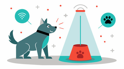 A beep and light system that alerts your pet when they are straying too far from their designated area.. Vector illustration