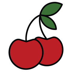 Red Cherry vector icon on white background