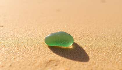 Obraz premium Single Green Sea Glass on Sand