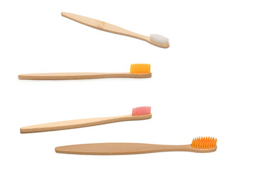 Bamboo toothbrush isolated on a white background.