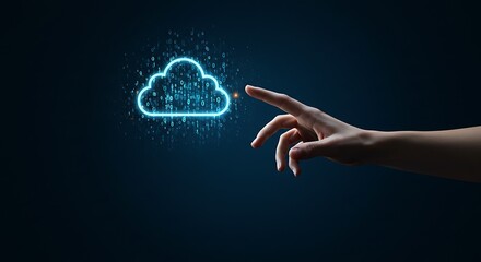 Interactive cloud interface connecting data storage and human interaction concept