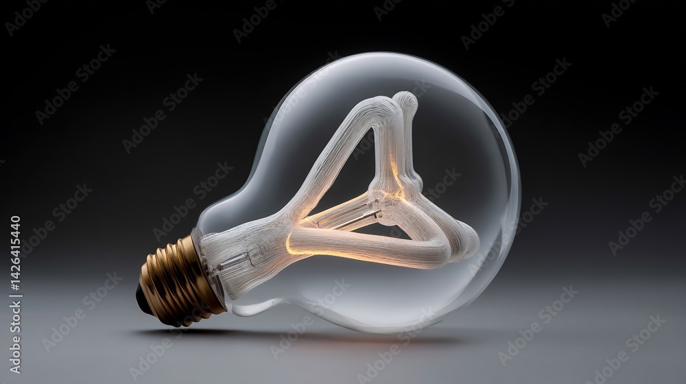 Poster conceptual light bulb showcasing innovative filament design with internal structure