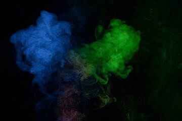 Green and pink steam on a black background.