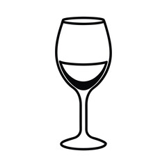 Elegant wine glass outline with liquid halfway full simple design vector art
