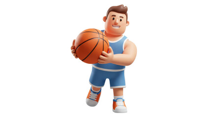 Cartoon male basketball player in action