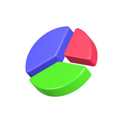 pie chart icon 3d realistic rendering