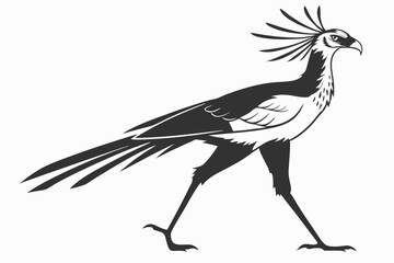 secretary bird sihouette black vector