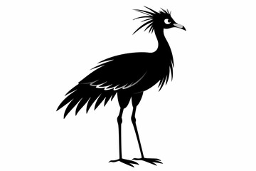 secretary bird sihouette black vector