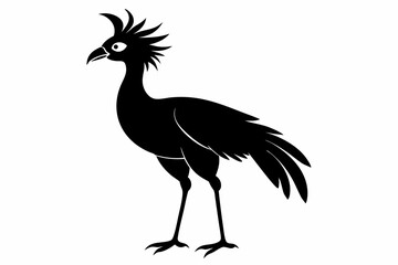 secretary bird sihouette black vector