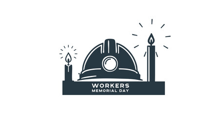 Workers Memorial Day Candle and Helmet Symbolizing Tribute and Remembrance