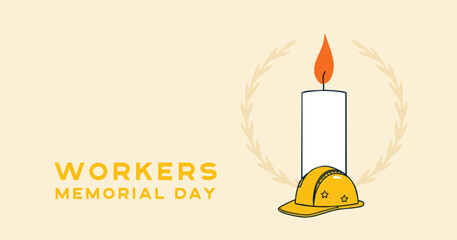 Workers Memorial Day Candle and Helmet Symbolizing Tribute and Remembrance