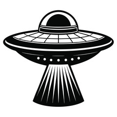 Classic Black and White UFO Spaceship Illustration