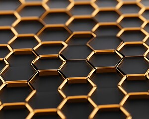 Abstract black and gold hexagonal pattern