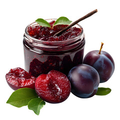 Plum jam spread, fruit marmalade isolated on white background, clipping --v 7.0