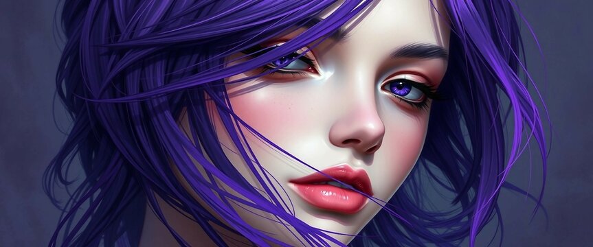 Digitale Kunst einer Frau mit wehenden colloriertem Haar Abstrakte Kunst&ndash; detailverliebt, fantasievoll und stilvoll. Perfekte Inspiration f&uuml;r Haarfarben, moderne &Auml;sthetik und kreative Beauty-Konzepte.