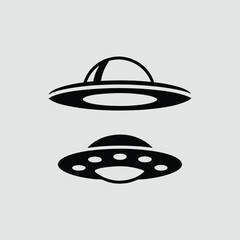 Two Simple UFO Icons Black and White Design