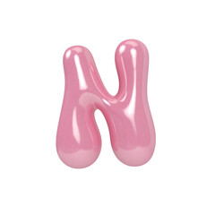 3D Letter N Font Pink
