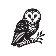 Barn Owl Silhouette - Barn Owl Minimalist Vector - Illustration of Barn Owl - Barn Owl Art.
