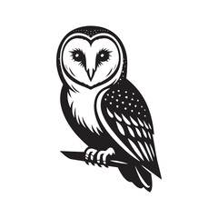 Barn Owl Silhouette - Barn Owl Minimalist Vector - Illustration of Barn Owl - Barn Owl Art.