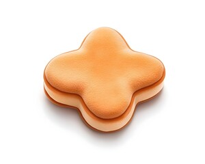 Orange, four-lobed cosmetic sponge isolated on white