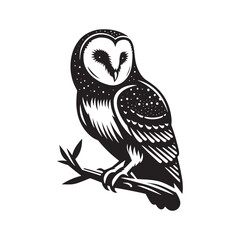 Barn Owl Silhouette - Barn Owl Minimalist Vector - Illustration of Barn Owl - Barn Owl Art.