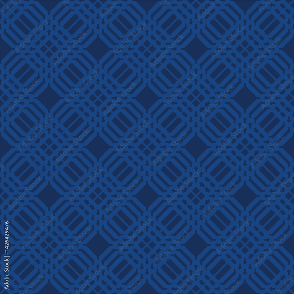 Poster cobalt lattice of interlaced geometric patterns create depth